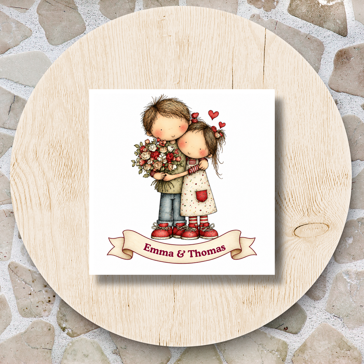 Keramieken tegeltje ‘Samen is het mooier’ – Gepersonaliseerd – 15 × 15 cm