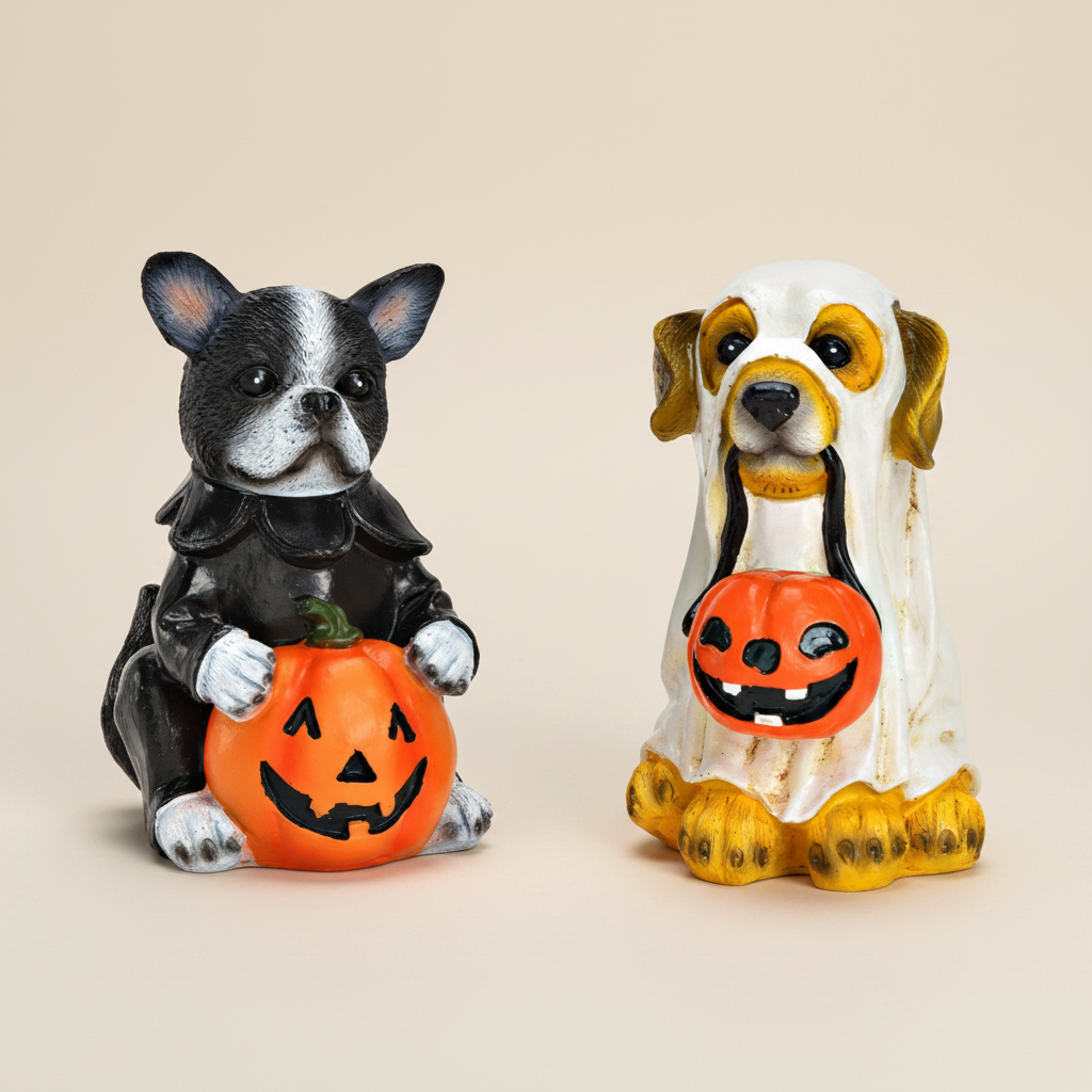 Halloween Hond met Pompoen Decoratie - Set van 2 stuks