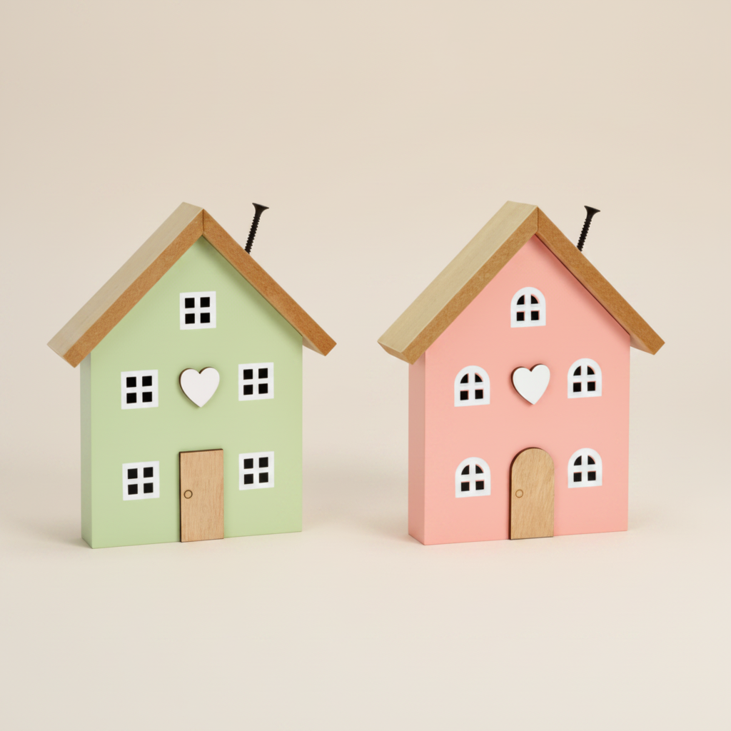Set van Houten Huisjes - 2 stuks