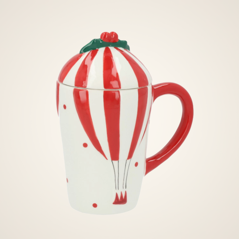 Keramische XL Kerstman Mok met Luchtballon (550 ml)
