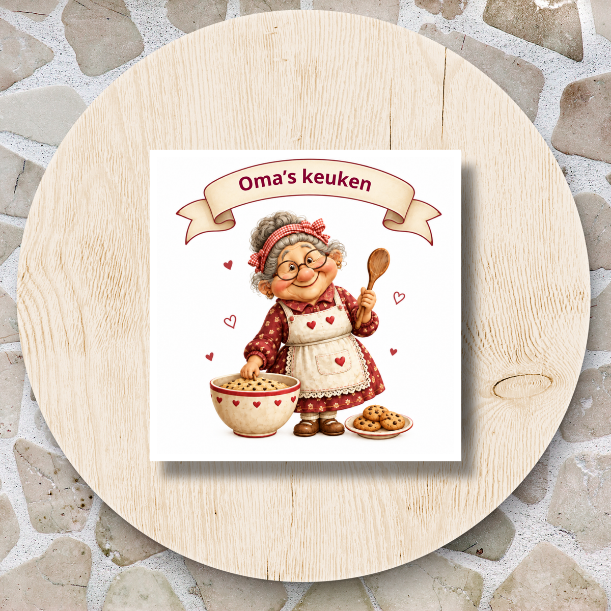 Keramieken tegeltje ‘Oma’s keuken’ – Gepersonaliseerd – 15 × 15 cm