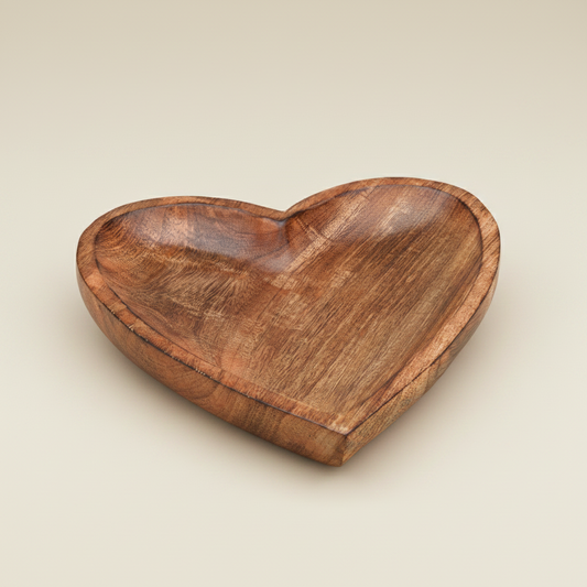Decoratieve Hart Schaal van Mangohout - 26 cm