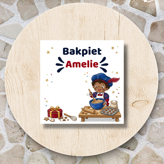 Keramieken tegeltje ‘Bakpiet’ – Met naam – 15 × 15 cm