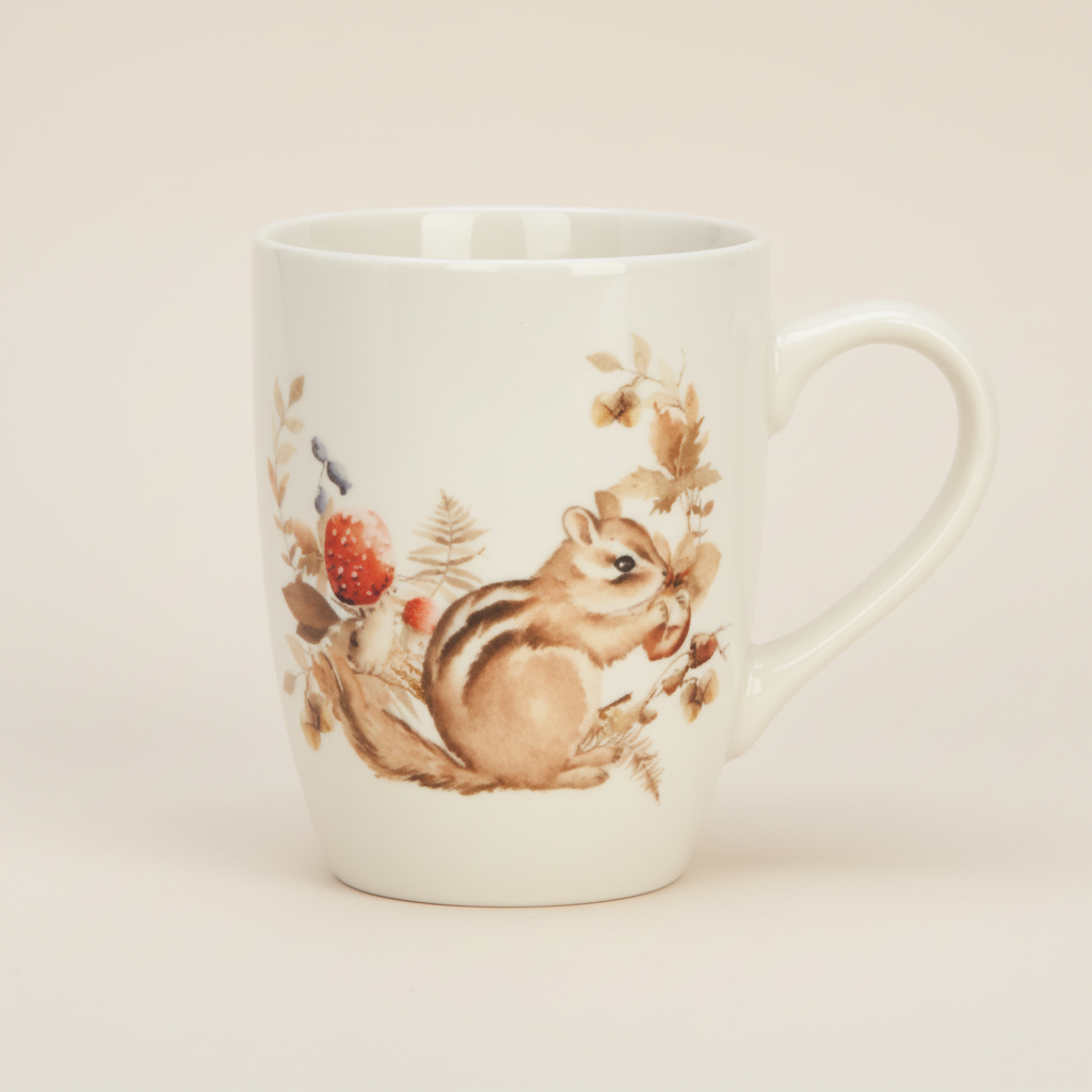 Luxe Porseleinen Mok met Eekhoorn- 300ml Wintermok