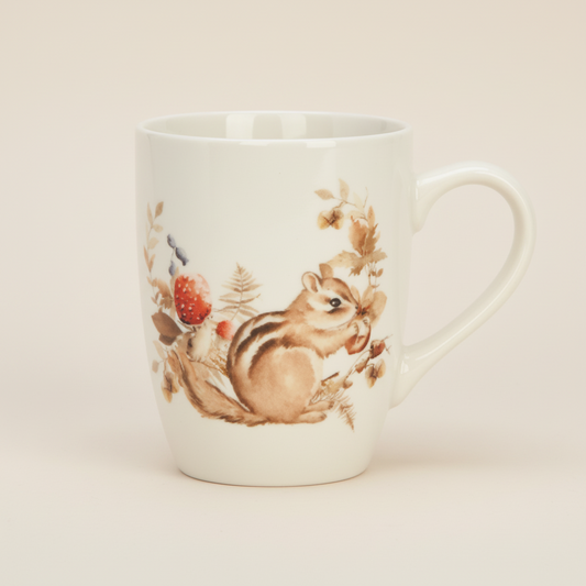 Luxe Porseleinen Mok met Eekhoorn- 300ml Wintermok