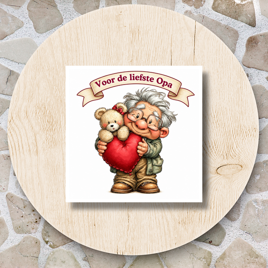 Keramieken tegeltje ‘De liefste opa’ – Gepersonaliseerd – 15 × 15 cm